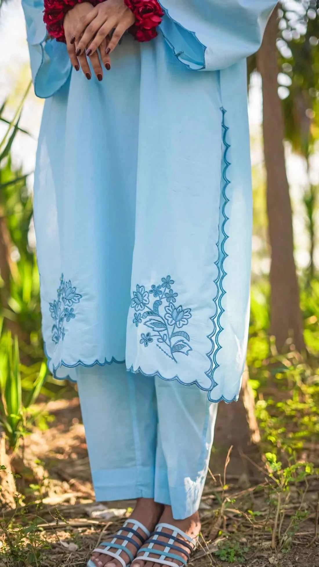 Khaas - 2-Piece Lawn with Light Blue Embroidered Shirt and Trouser