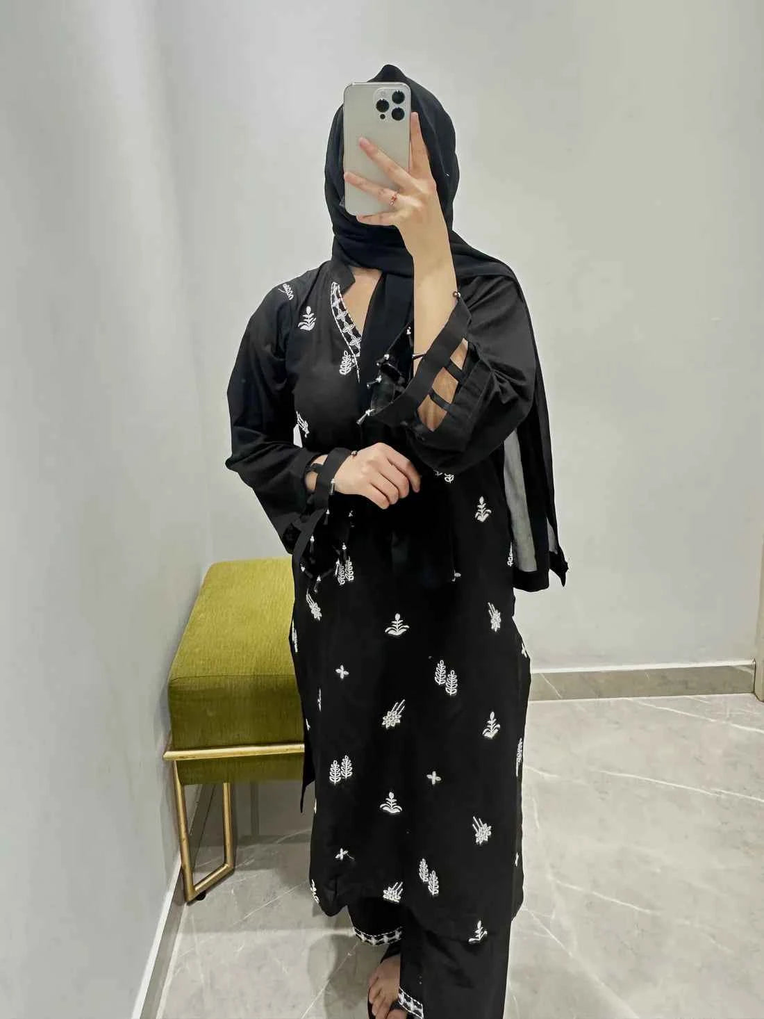 Timeless - 2-Piece Embroidered Cotton Lawn with Black Elegance