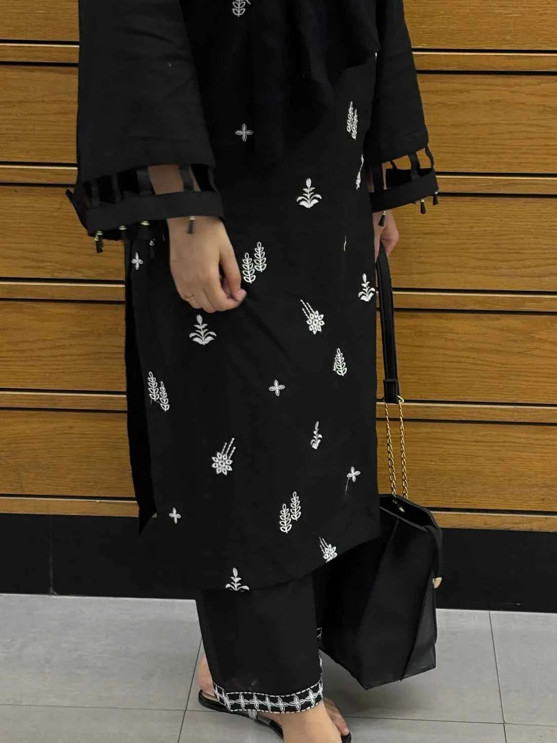Timeless - 2-Piece Embroidered Cotton Lawn with Black Elegance