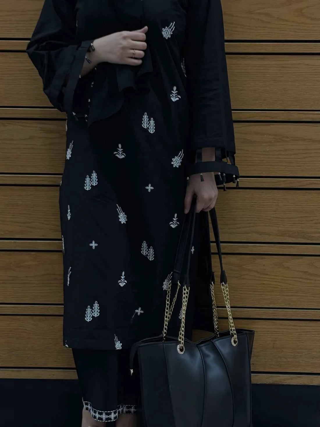 Timeless - 2-Piece Embroidered Cotton Lawn with Black Elegance