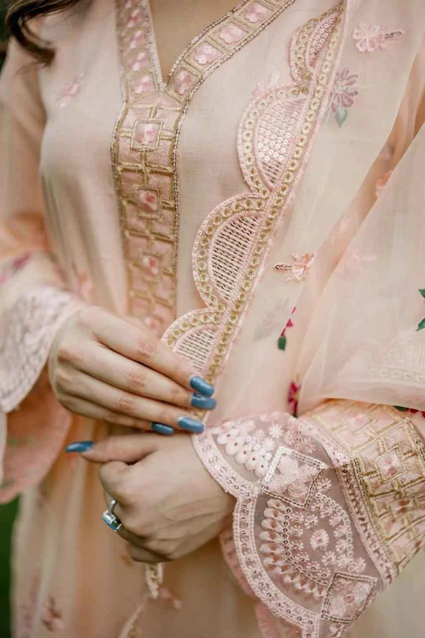Florin - 3-Piece Cotton Lawn with Embroidered Organza Dupatta