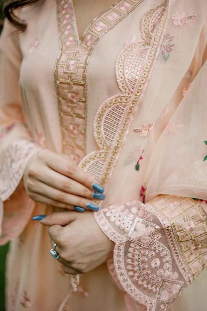 Florin - 3-Piece Cotton Lawn with Embroidered Organza Dupatta