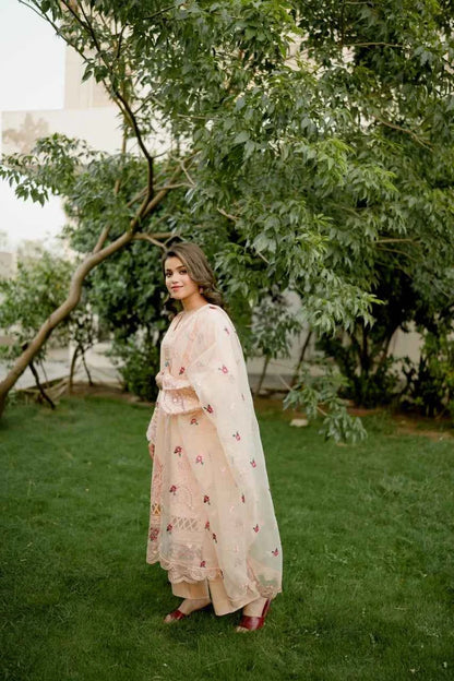 Florin - 3-Piece Cotton Lawn with Embroidered Organza Dupatta