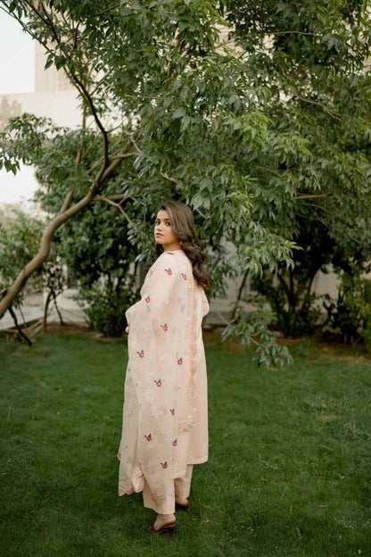 Florin - 3-Piece Cotton Lawn with Embroidered Organza Dupatta
