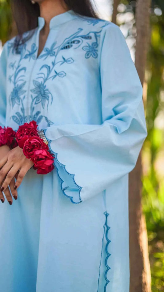 Khaas - 2-Piece Lawn with Light Blue Embroidered Shirt and Trouser