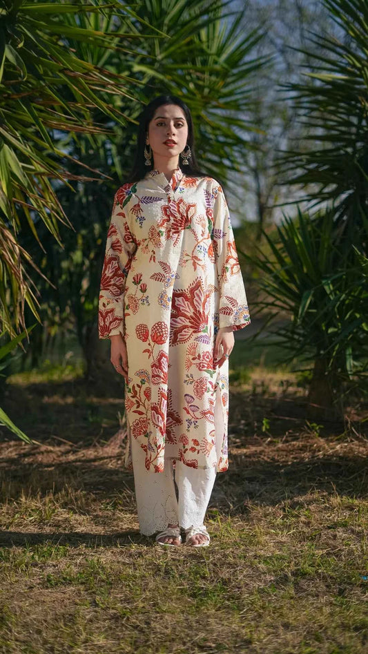 Mahnoor - 2-Piece Printed Lawn with Trouser Ensemble
